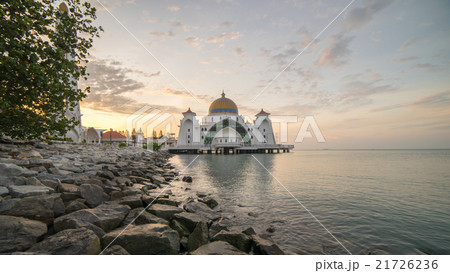 Malacca Straits Mosque during sunrise 21726236