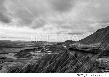 Cloudy day in Bardenas in black and white 21727593