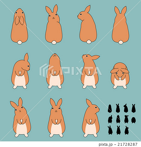 ウサギのポーズのセットのイラスト素材