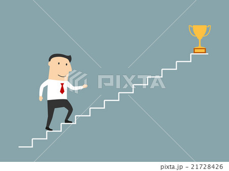 Businessman walking up stairs to sucess 21728426
