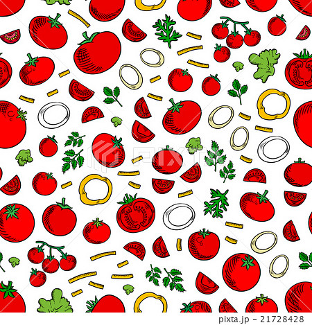 Seamless tomatoes vegetables and herbs pattern 21728428