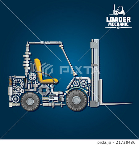 Forklift Truck Silhouette Composed Of Detailsのイラスト素材