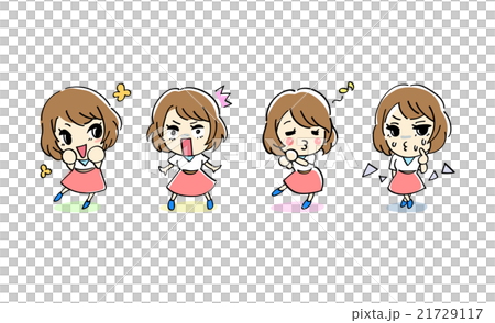 Office casual girls' pose sets female magazine essay style illustrations 21729117