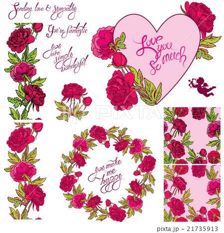Decorative handdrawn floral heart, border, frame 21735913