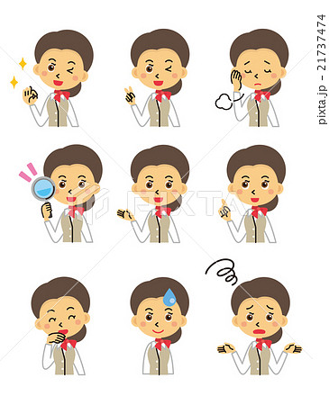 受付嬢　店員　スタッフ　CA【三頭身・シリーズ】 21737474