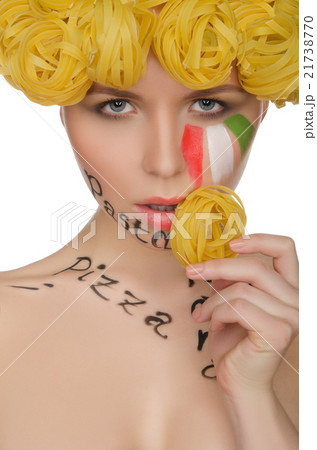Beautiful woman with pasta in Italian style 21738770