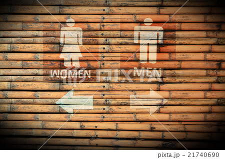 Toilet Signs male and female on bamboo wood wall 21740690