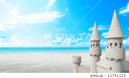 Sandcastle beach on bright sky. 3d rendering Sandcastle beach on bright sky. 3d rendering 21741123