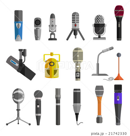 Microphone Set Design Flat Isolated 21742330