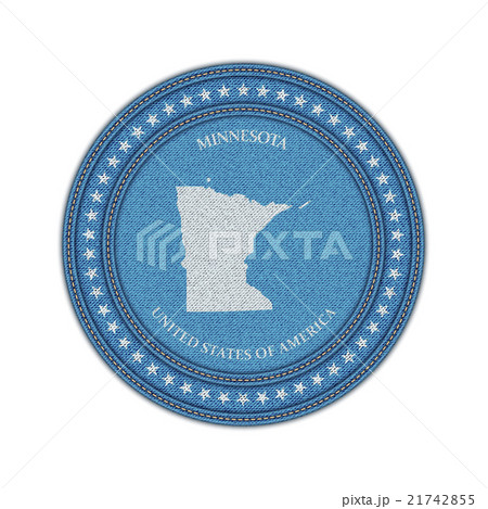 Label with map of minnesota. Denim style. 21742855