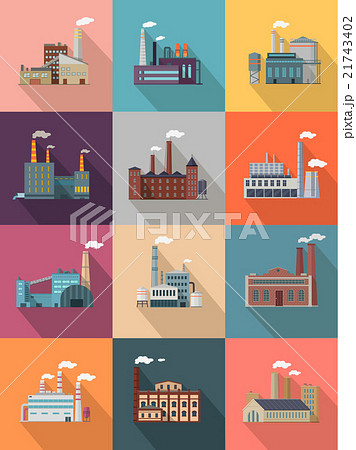 Set of Building Plant or Industrial Factory Set of Building Plant or Industrial Factory 21743402
