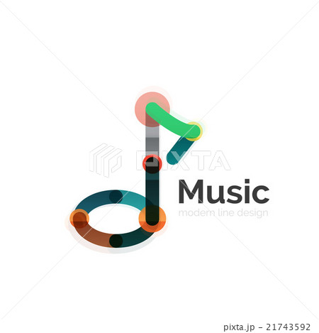 Music note logo, flat thin line geometric design 21743592