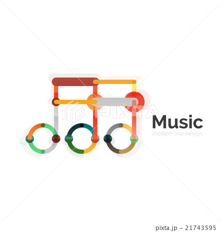 Music note logo, flat thin line geometric design 21743595