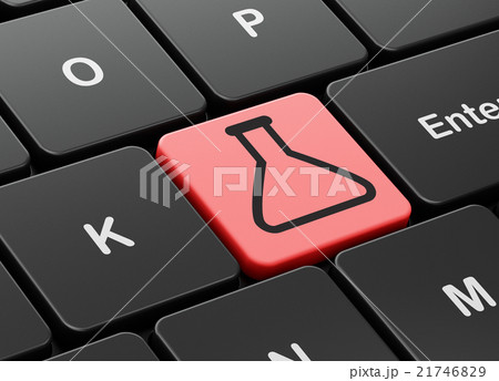 Science concept: Flask on computer keyboard 21746829
