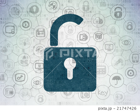 Privacy concept: Opened Padlock on Digital Paper 21747426