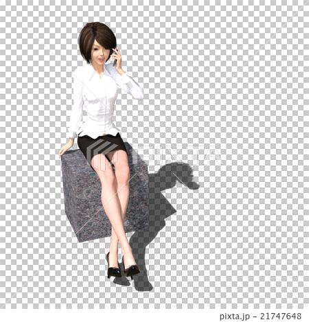 Calling business woman perming3DCG illustrations material 21747648