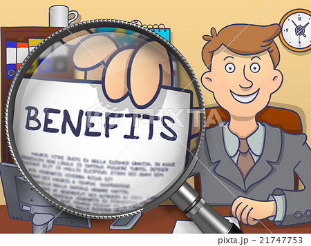 Benefits through Magnifying Glass. Doodle Style. 21747753