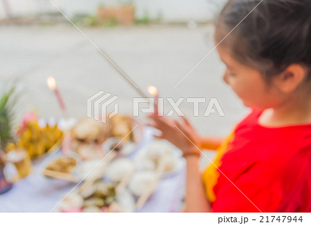 blur image of chinese new year food table   21747944