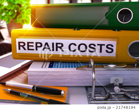 Yellow Office Folder with Inscription Repair Costs 21748194