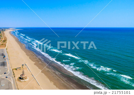 九十九里不動堂海水浴場付近を空撮 21755101