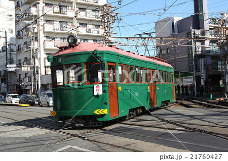 ダイヤモンドクロスを渡る阪堺電鉄　161形電車 21760427