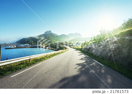 road and mist, Lofoten islands, Norway 21761573