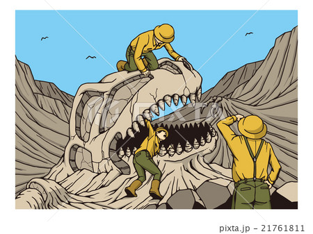 恐竜の化石発掘のイメージイラストのイラスト素材