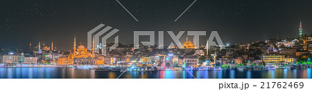 Istanbul skyline from Galata bridge by night Istanbul skyline from Galata bridge by night 21762469