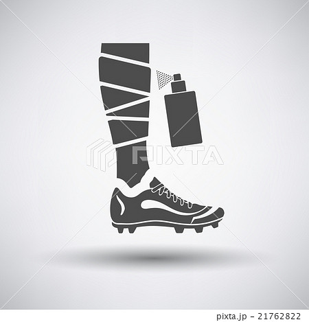 Soccer bandaged leg with aerosol anesthetic icon 21762822