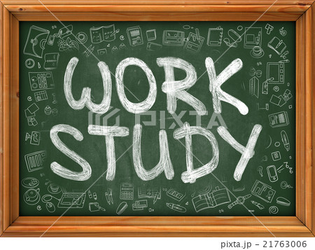 Hand Drawn Work Study on Green Chalkboard. Hand Drawn Work Study on Green Chalkboard. 21763006