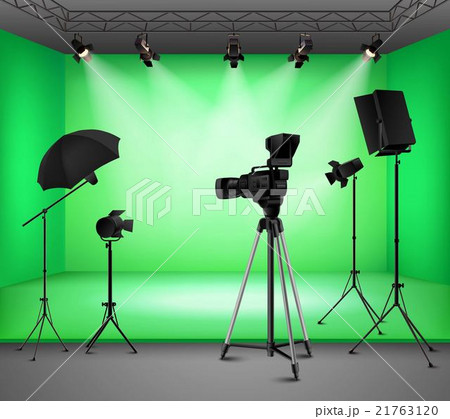 Realistic Green Screen Studio Interior 21763120