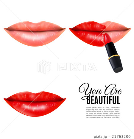 Make Up Beauty Lips Realistic Posterのイラスト素材 [21763200] - PIXTA