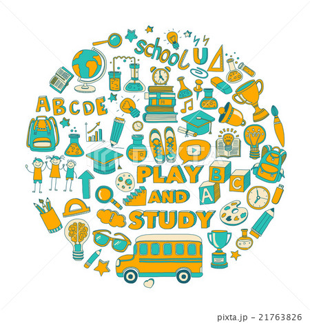 Back to School doodle set. Linear icons 21763826