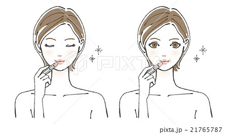 口紅を塗る女性イラスト3のイラスト素材