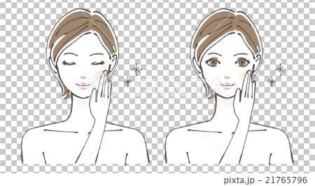 指でファンデーションを塗る女性イラスト3 21765796
