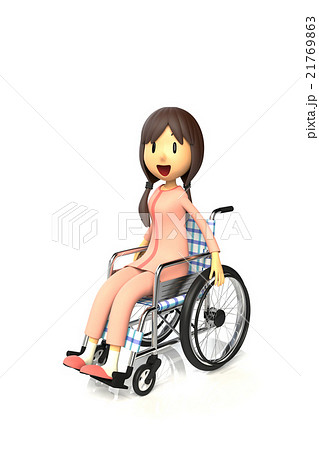 車椅子を使っている少女のイラスト素材
