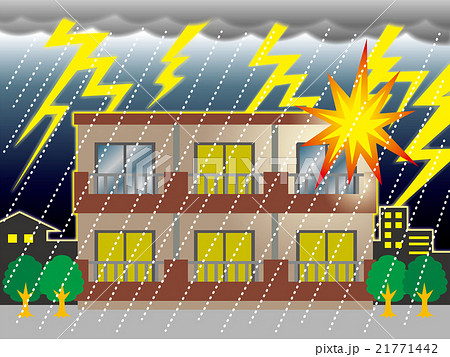 アパートマンションの落雷のイラスト素材