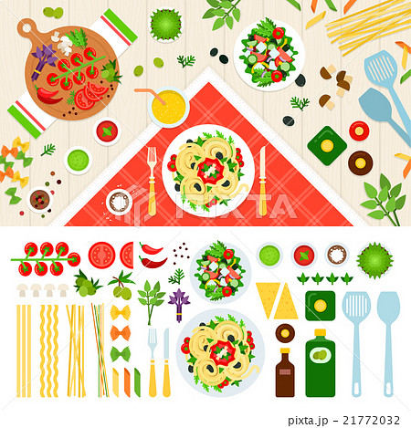 Tasty Pasta Served On The Tableのイラスト素材