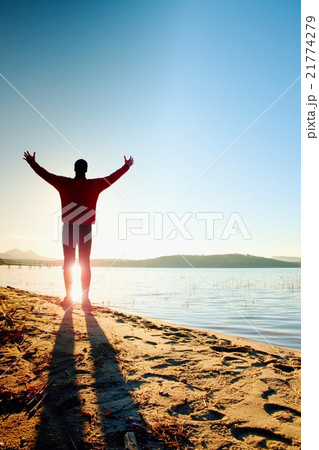 adult man running and exercising on the beach. adult man running and exercising on the beach. 21774279