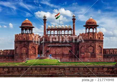 Red Fort Lal Qila with Indian flag. Delhi, India 21774940