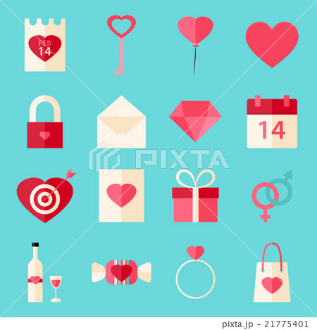 Valentine day flat style icons with over blue 21775401