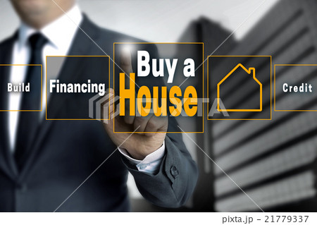buy a house touchscreen is operated by businessman buy a house touchscreen is operated by businessman 21779337