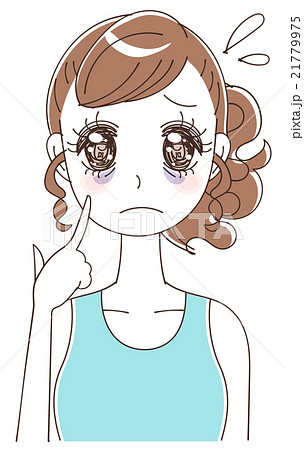 目の下のクマに悩む女性のイラストのイラスト素材