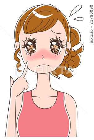 日焼けに悩む女性のイラストのイラスト素材