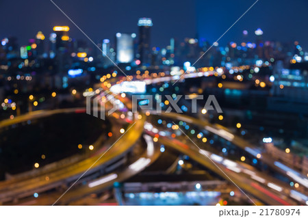 Abstract blurred bokeh lights, city elevated road 21780974