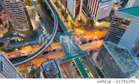 Aerial view city road interchanged  21781295