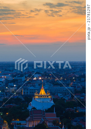 Golden Mount temple after sunset Golden Mount temple after sunset 21781297