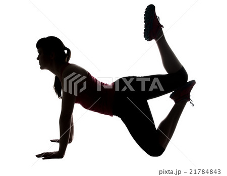Silhouette of woman in yoga's pose 21784843