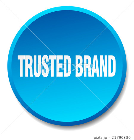 trusted brand blue round flat isolated push button 21790380