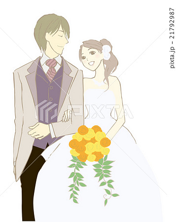 女性と男性のイラスト（ウェディング）ウェディングドレスのイラスト